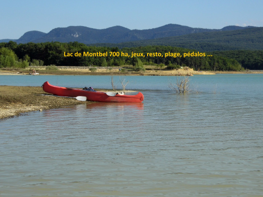 Lac de Montbel 700 ha plage, resto, jeux