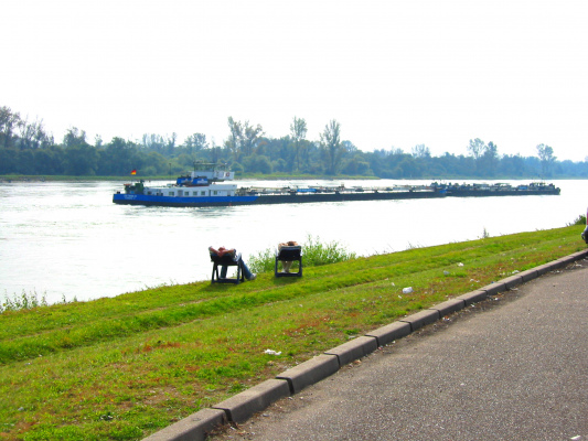 péniche sur le Rhin