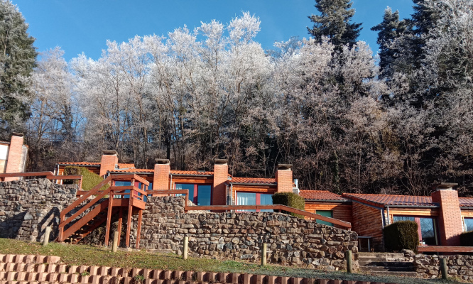 vue gites  et forêt en Hiver