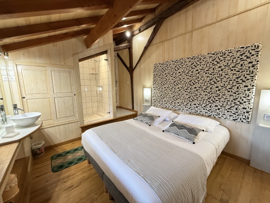 chambre avec lit de 180 et sa douche privative